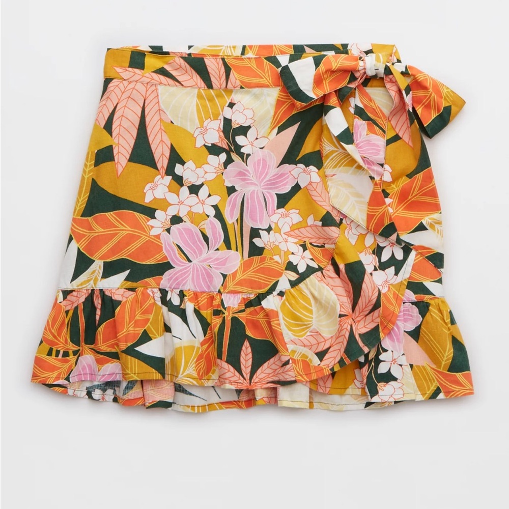Aerie Wrap Mini Skirt and Matching Green Blouse